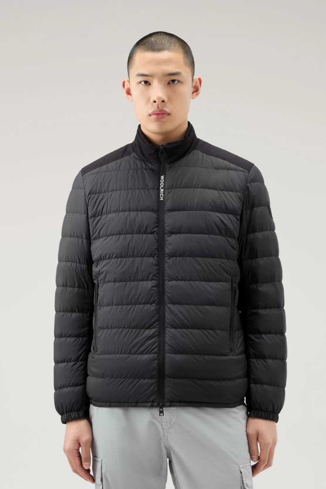 Woolrich Leichte Bering Tech Hybrid-Daunenjacke Aus Mikrofaser Black Sale