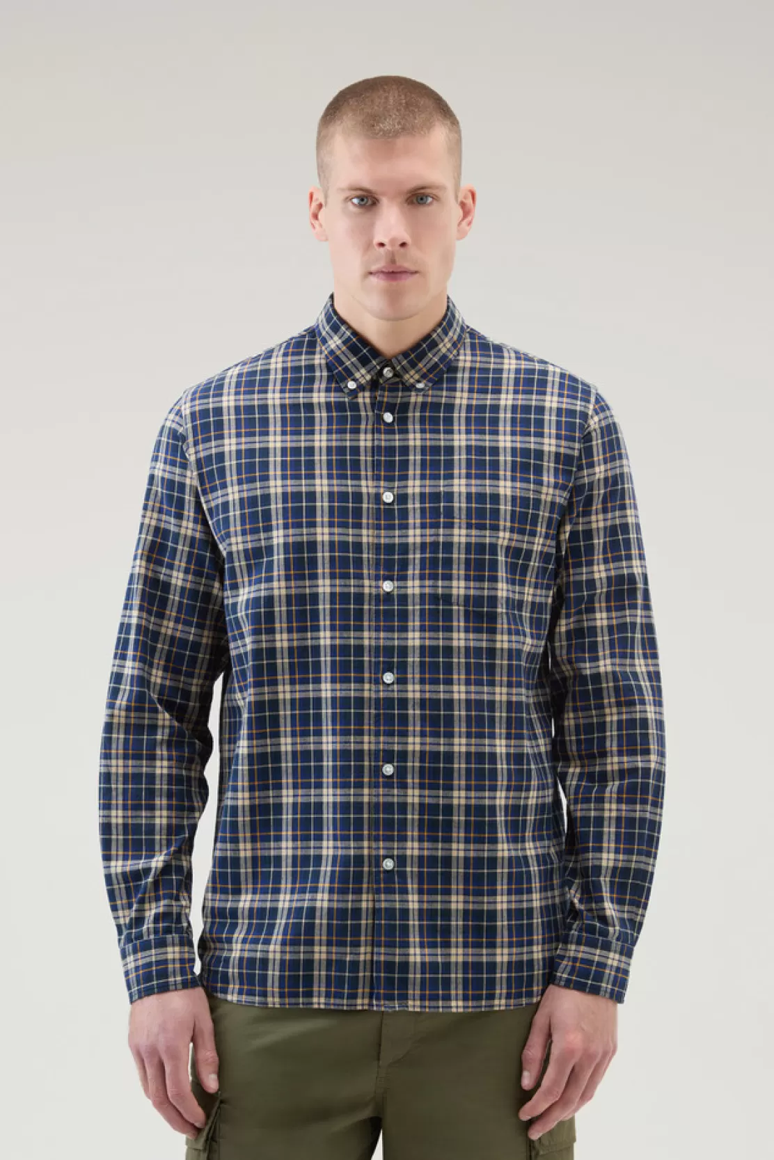 Woolrich Madras-Shirt Aus Reiner Karierter Baumwolle Melton Blue Check Sale