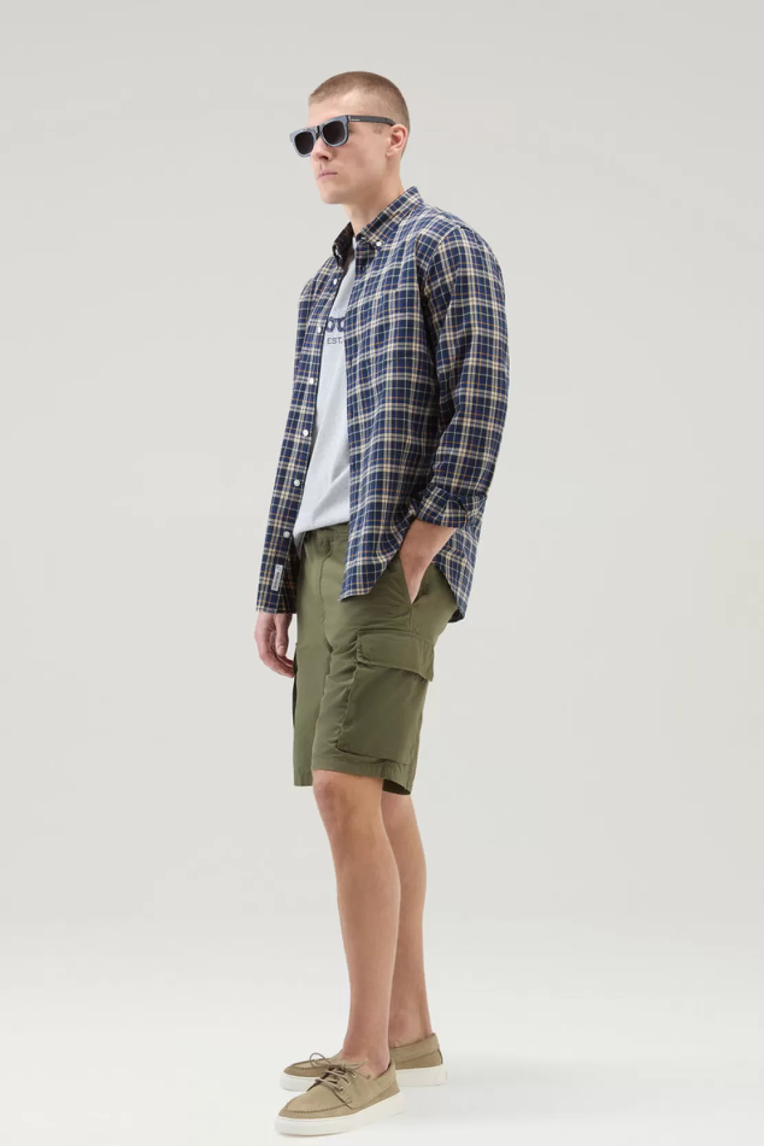 Woolrich Madras-Shirt Aus Reiner Karierter Baumwolle Melton Blue Check Sale