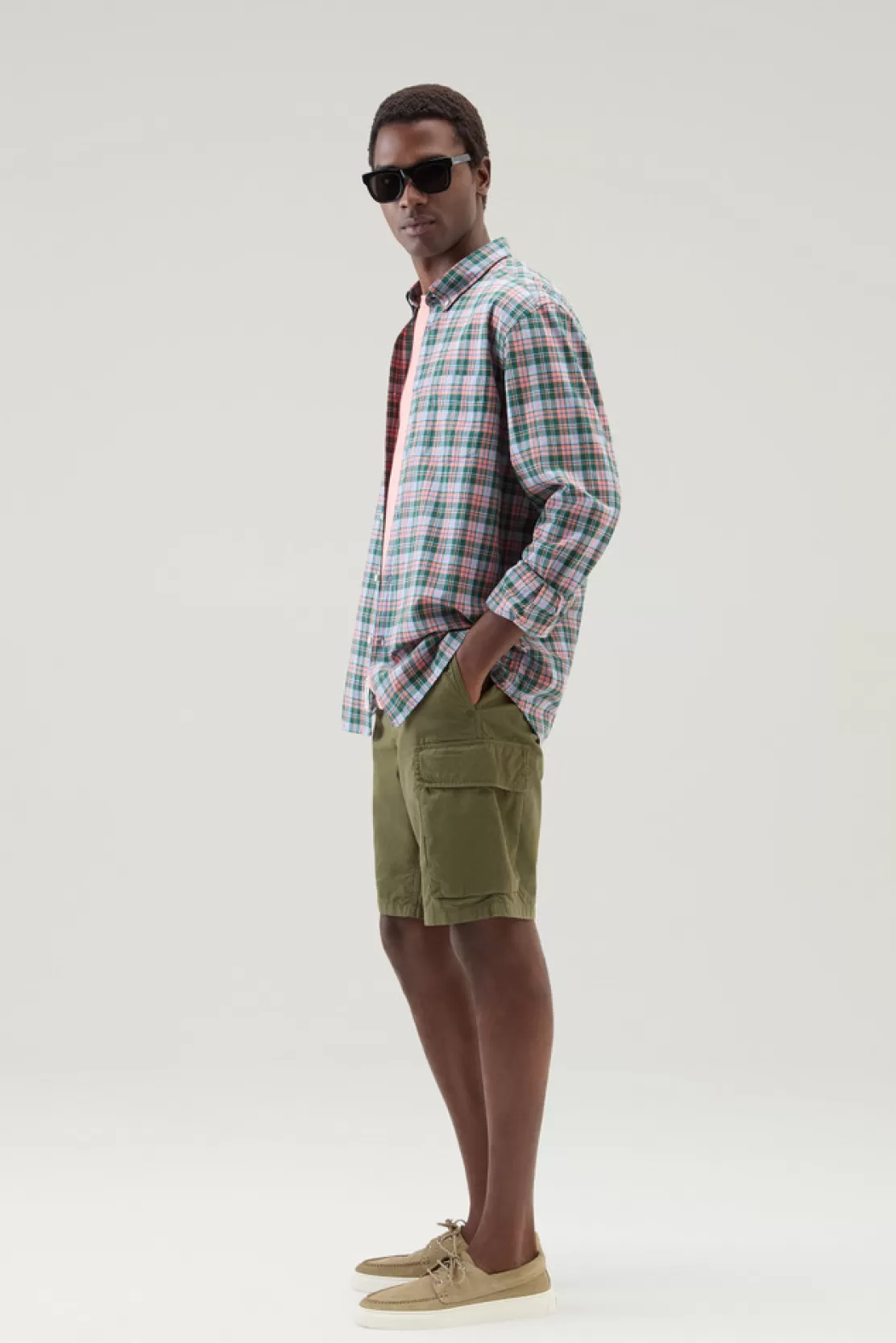 Woolrich Madras-Shirt Aus Reiner Karierter Baumwolle Sage Check Outlet