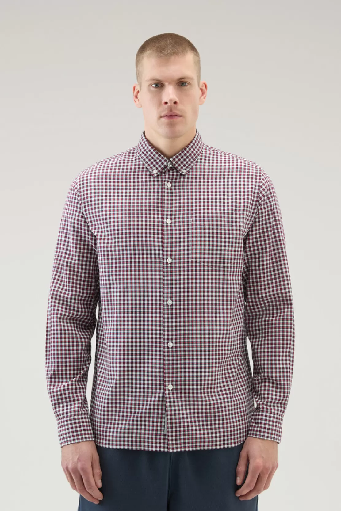 Woolrich Madras-Shirt Aus Reiner Karierter Baumwolle Micro Check Red Outlet