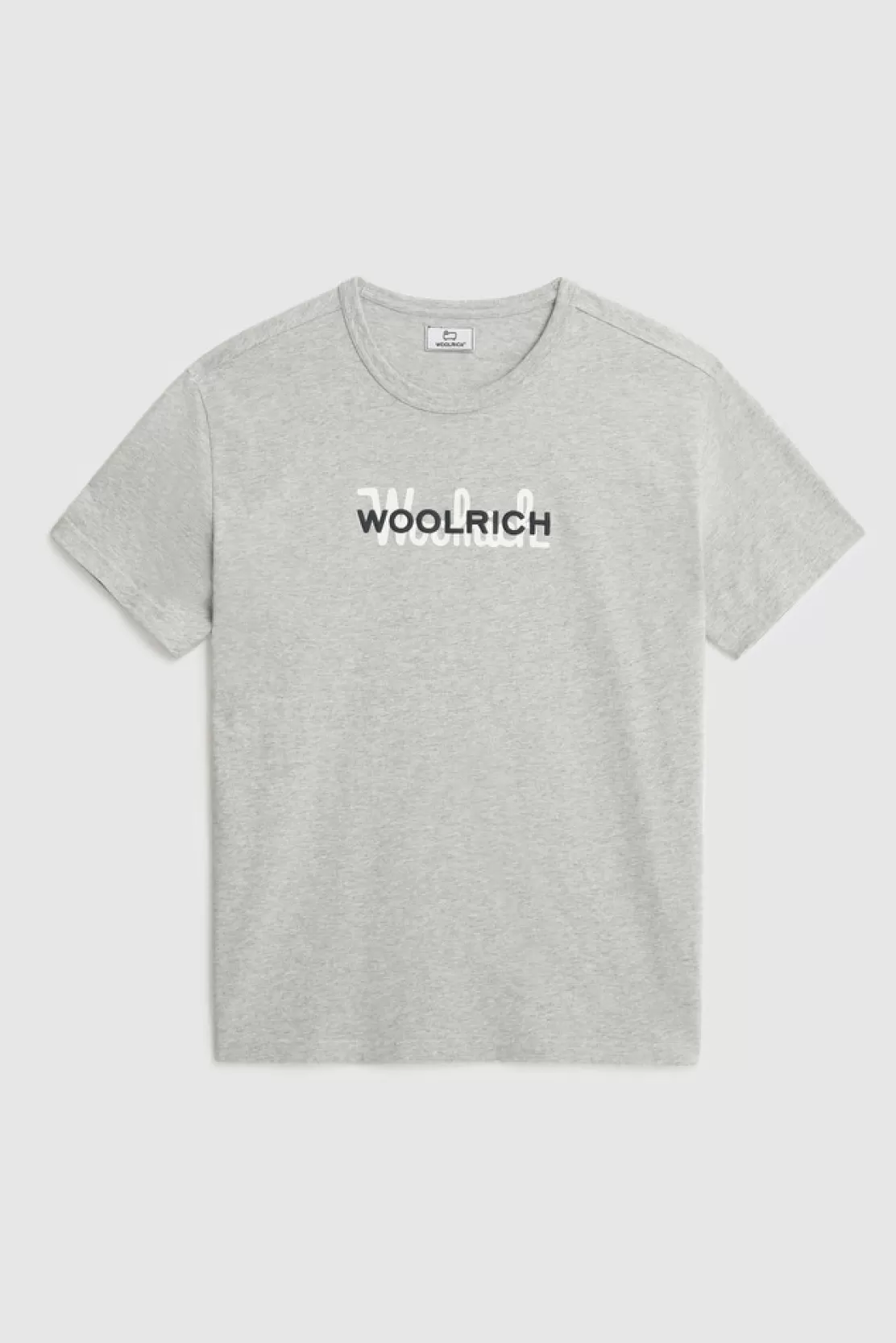 Woolrich Makro-Logo-Baumwoll-T-Shirt Light Grey Melange Hot