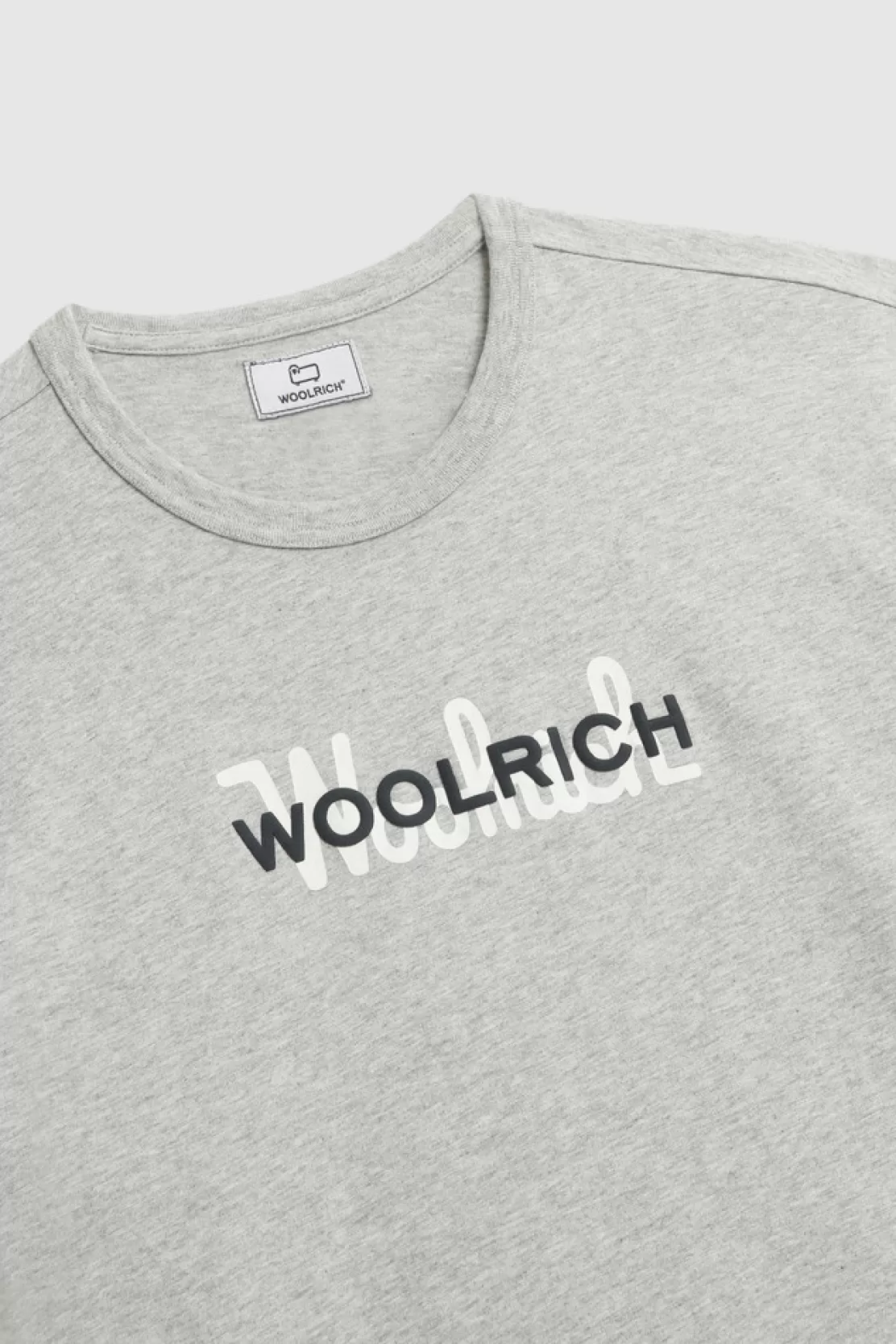 Woolrich Makro-Logo-Baumwoll-T-Shirt Light Grey Melange Hot