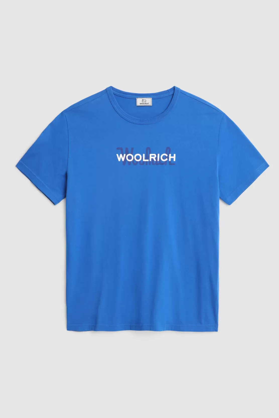 Woolrich Makro-Logo-Baumwoll-T-Shirt Ocean Blue Shop