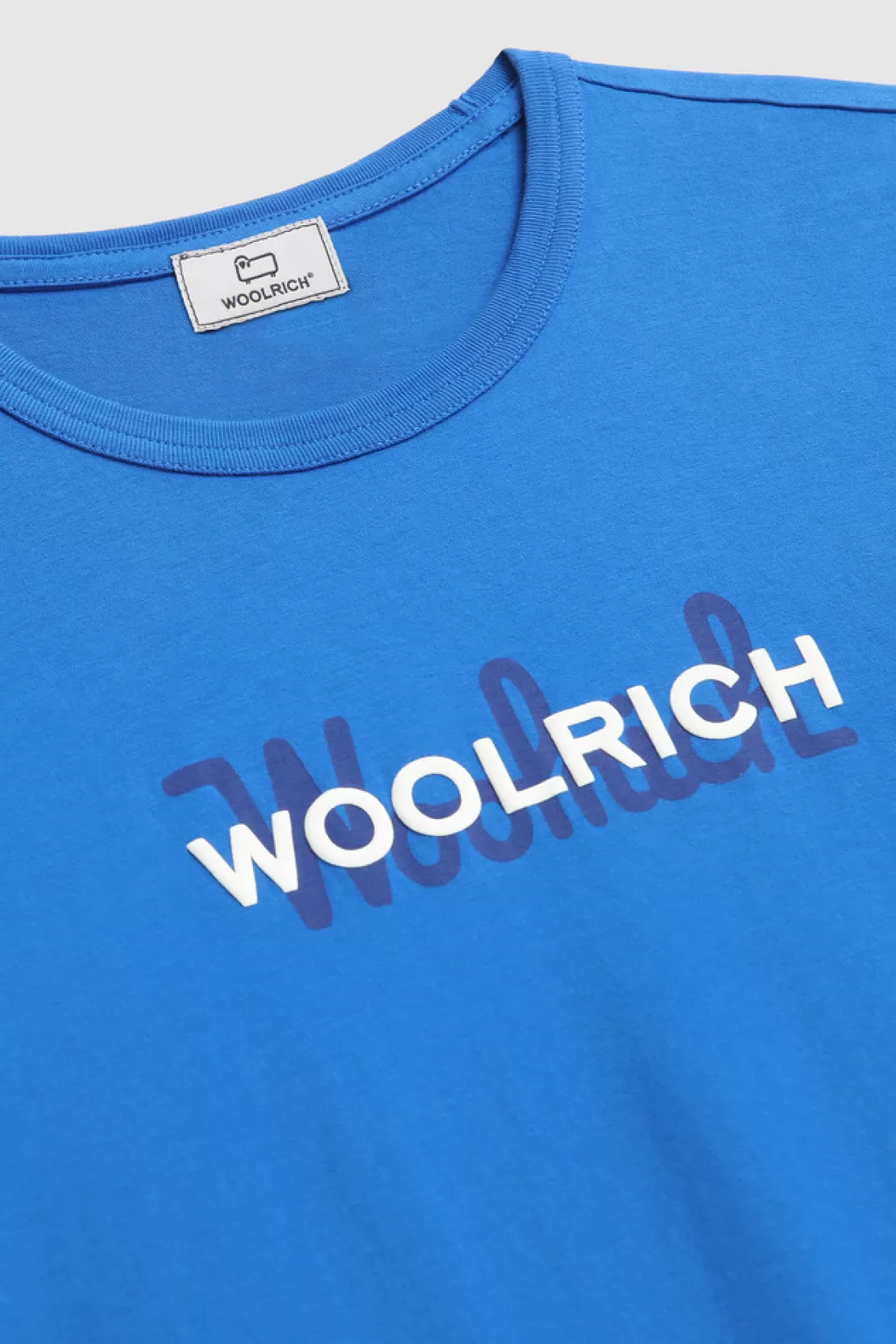 Woolrich Makro-Logo-Baumwoll-T-Shirt Ocean Blue Shop