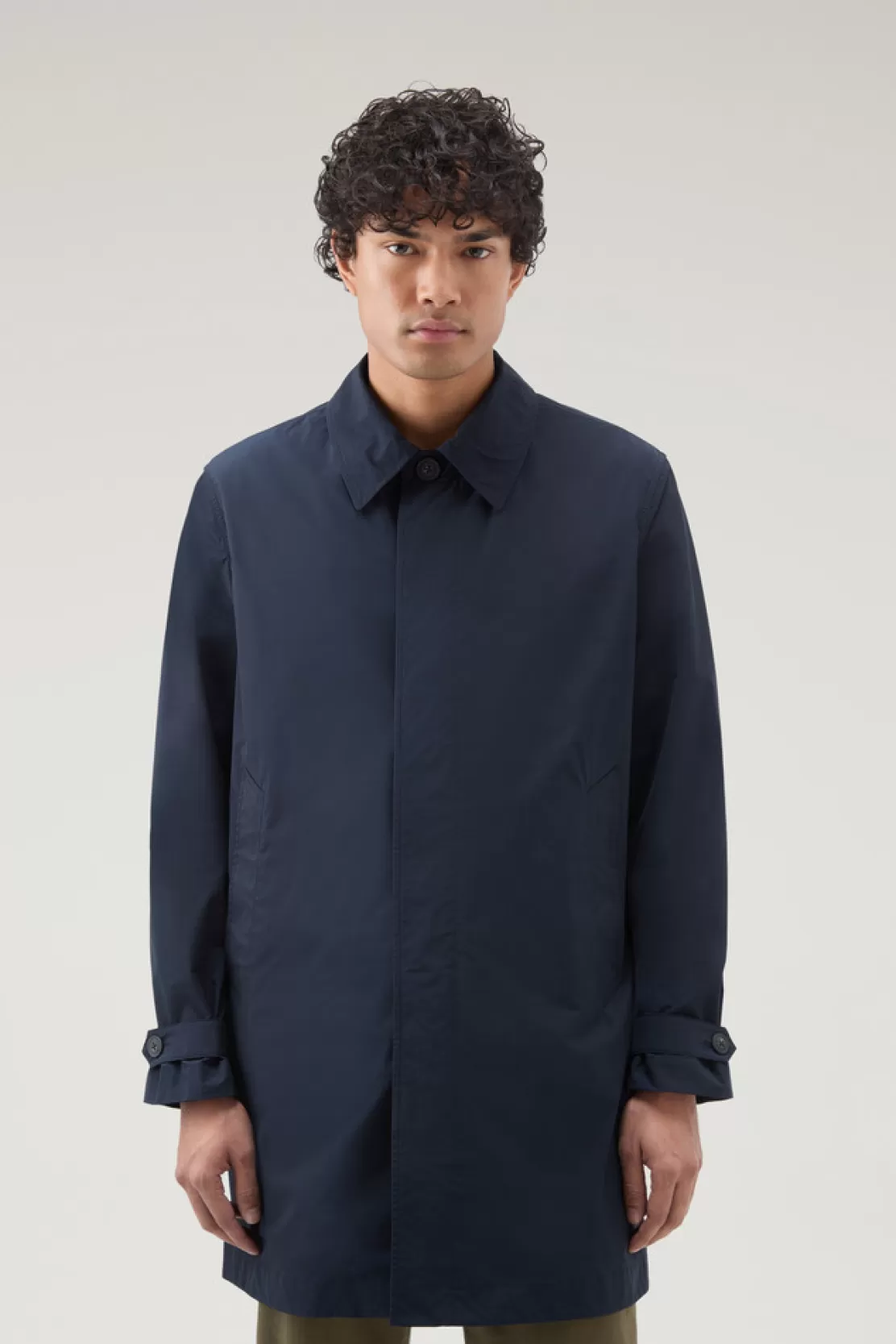 Woolrich Mantel New City Aus Urban Touch Melton Blue Fashion