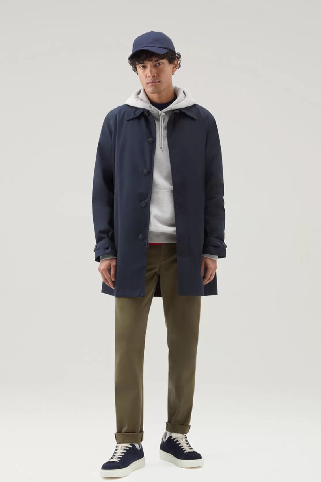 Woolrich Mantel New City Aus Urban Touch Melton Blue Fashion