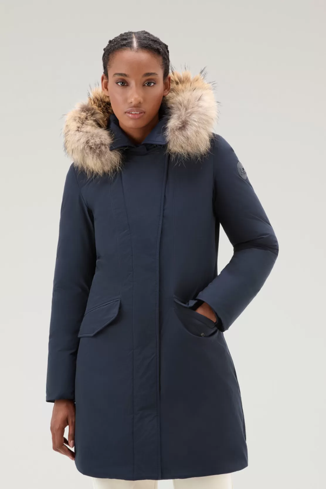 Woolrich Modern Vail Parka Mit Abnehmbarer Kapuze Melton Blue Flash Sale