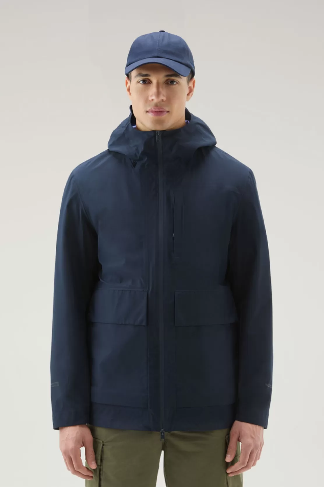 Woolrich Mountain Jacke Aus WINDSTOPPER GORE-TEX Melton Blue Cheap