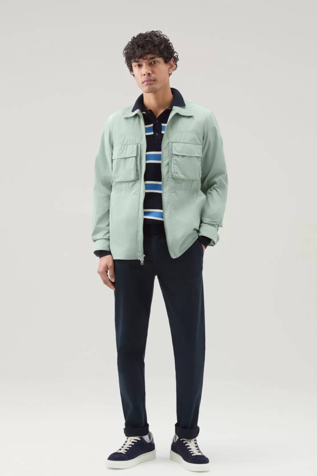 Woolrich Overshirt Aus Crinkle-Nylon Sage Discount