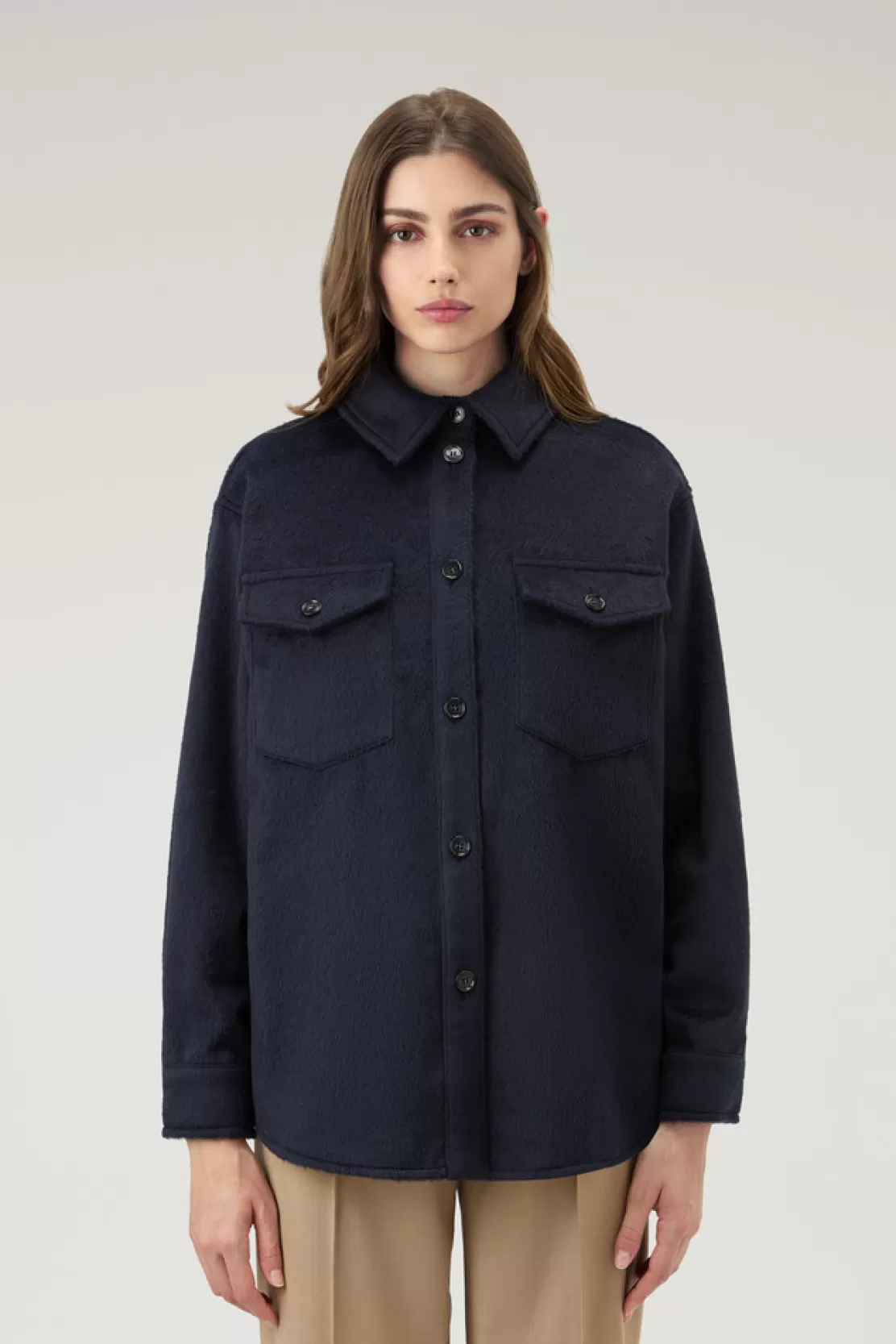 Woolrich Overshirt Aus Einer Wollmischung Melton Blue Online