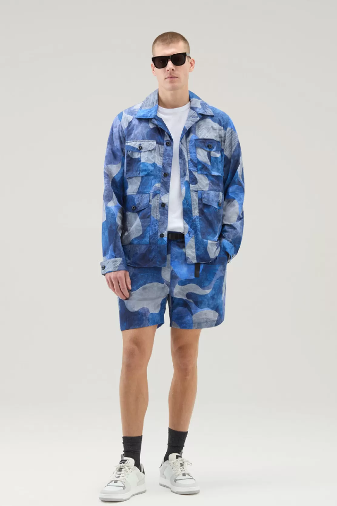 Woolrich Overshirt Camo Aus Ripstop-Crinkle-Nylon Royal Camou Sale