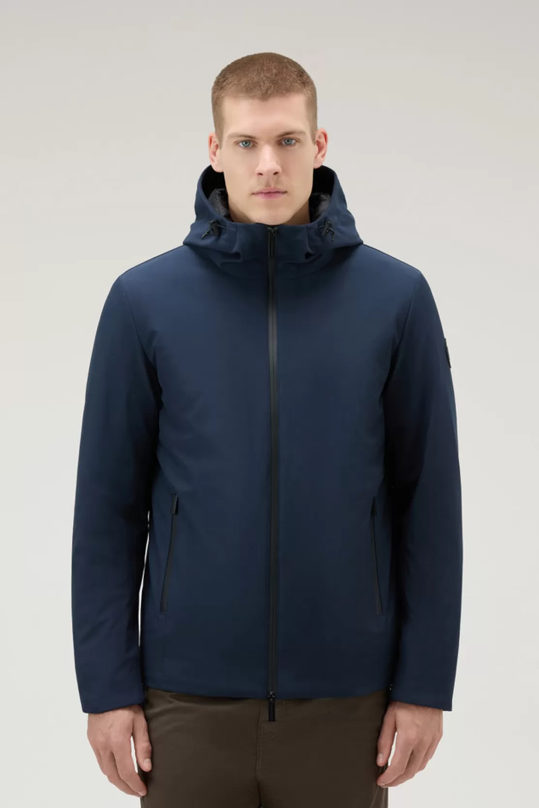 Woolrich Pacific Jacke Aus Tech Softshell Melton Blue Fashion