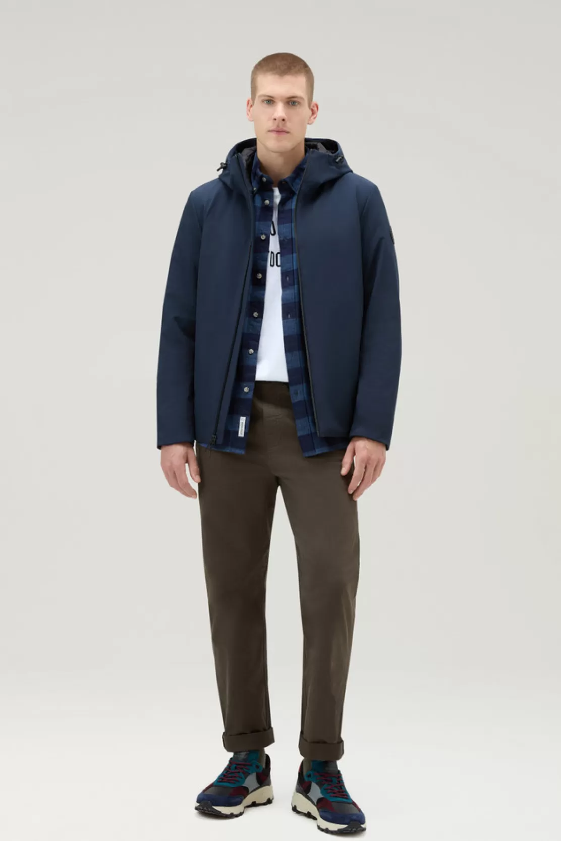 Woolrich Pacific Jacke Aus Tech Softshell Melton Blue Fashion