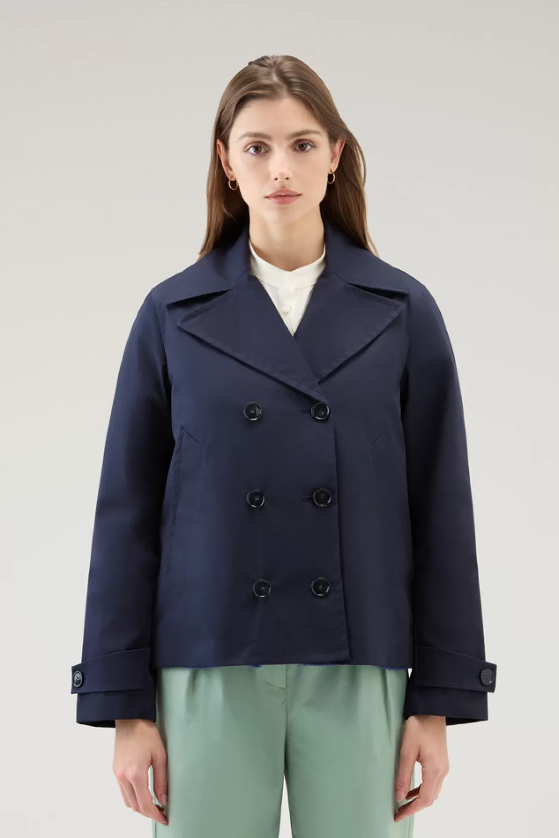 Woolrich Peacoat Havice In Best Cotton Melton Blue Online