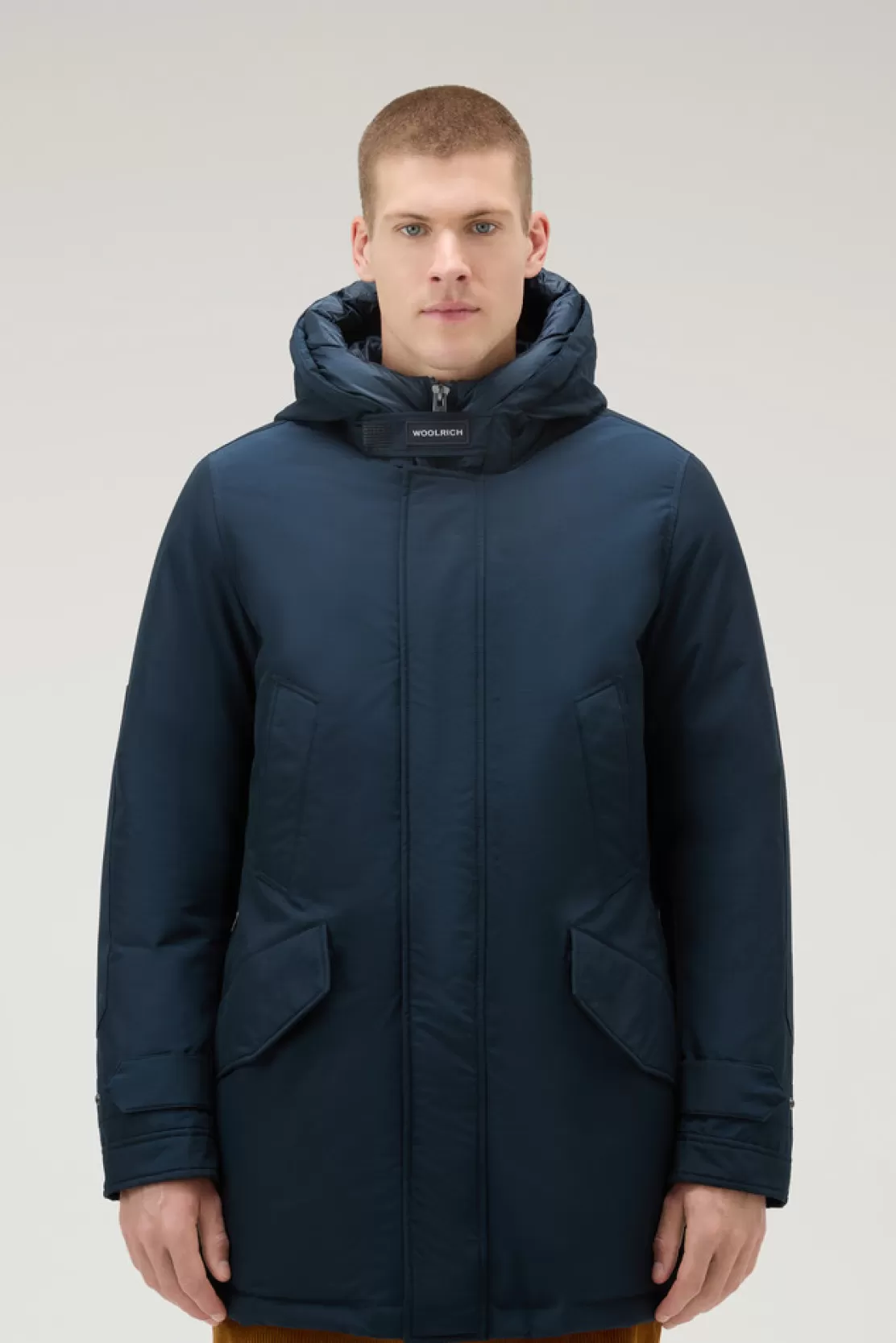 Woolrich Polar Parka Aus Ramar Cloth Mit Hohem Kragen Melton Blue Fashion