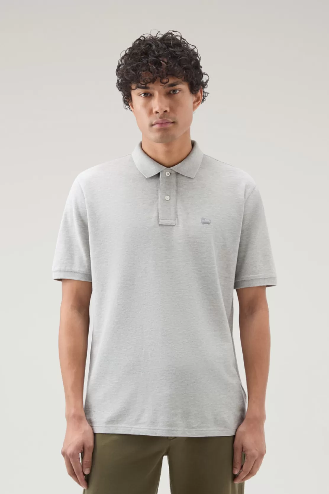 Woolrich Polo-Shirt Aus Piqué Aus Reiner Baumwolle Light Grey Melange Outlet