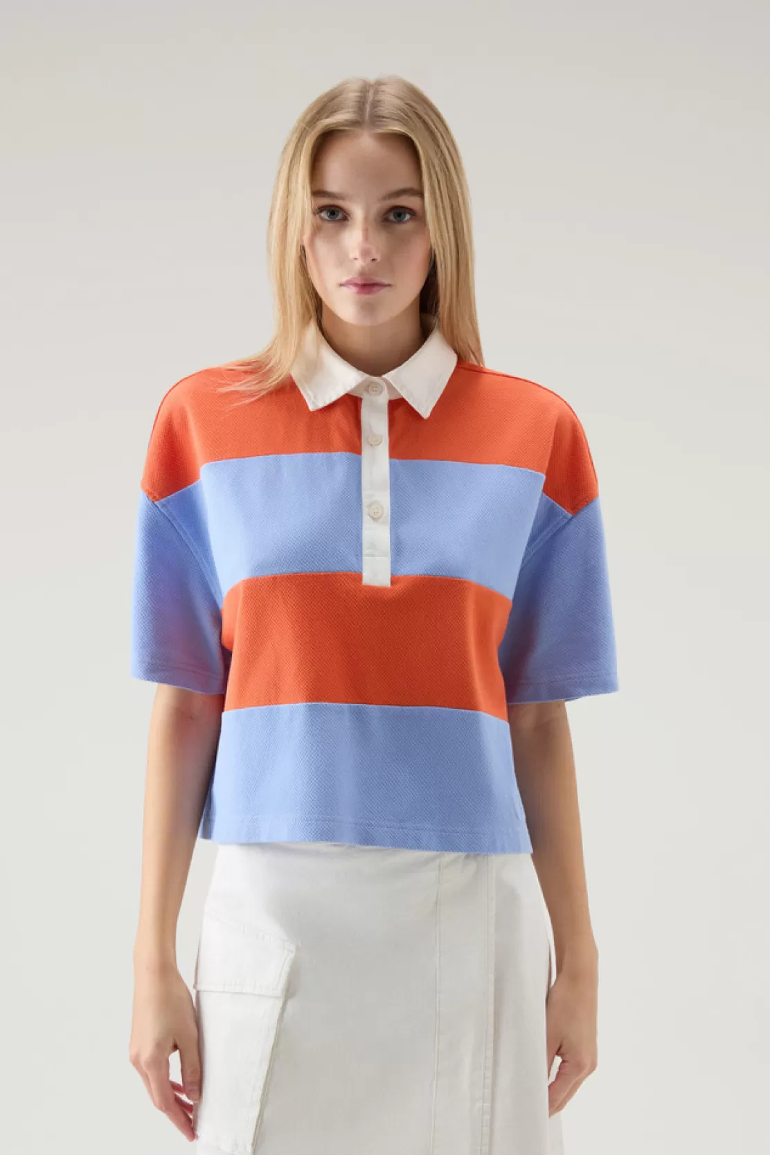 Woolrich Polo-Shirt Aus Reinem Baumwoll-Piqué Mit Streifen Sea Breeze Stripe Sale