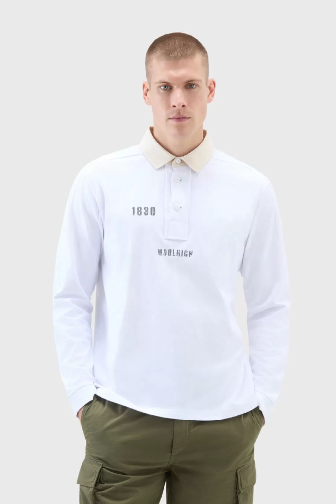 Woolrich Polo-Shirt Aus Reiner Baumwolle Mit Langen Ärmeln Bright White Cheap