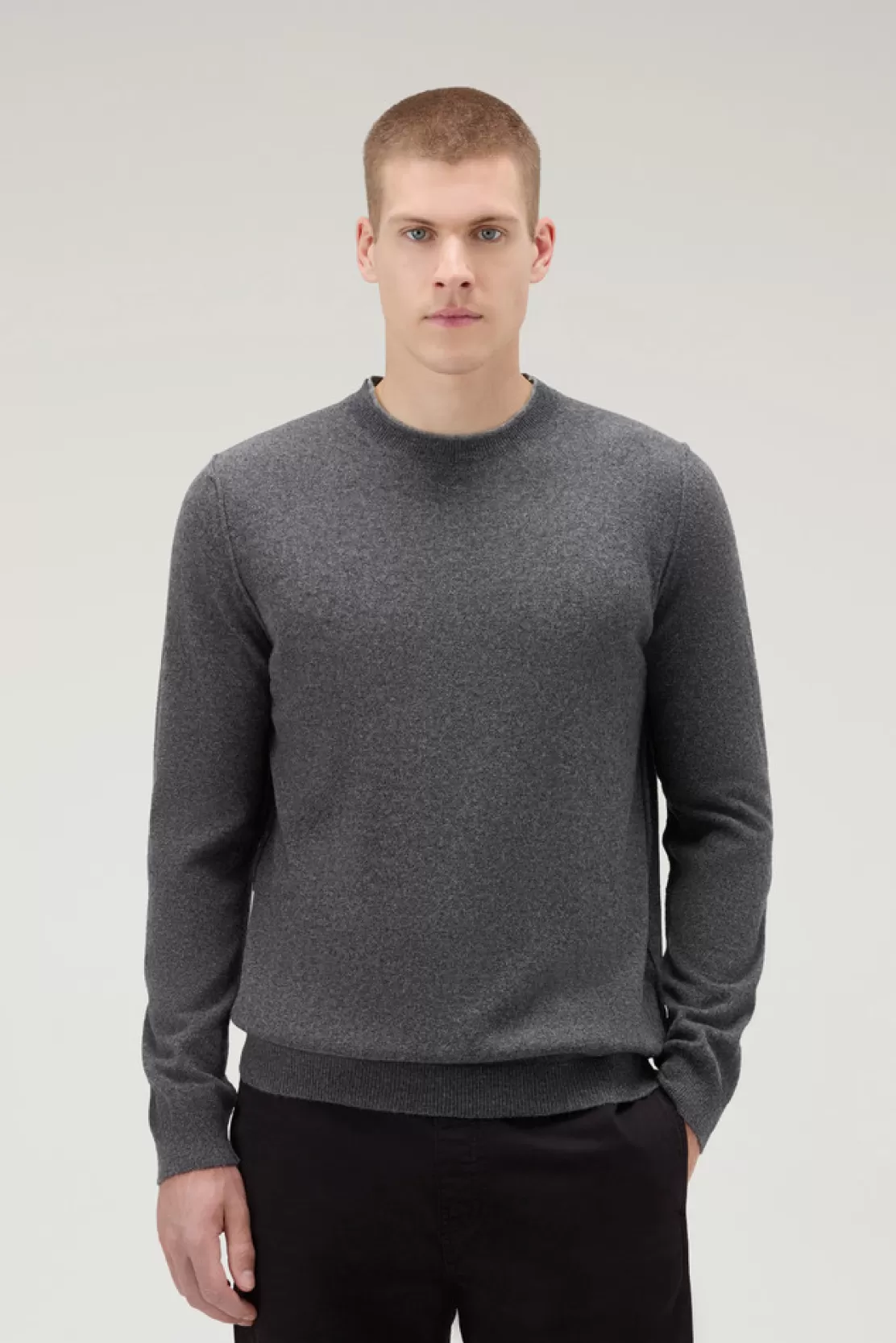 Woolrich Pullover Mit Rundhalsausschnitt Aus Merinowollmischung Mit Rundhalsausschnitt Charcoal Melange Cheap