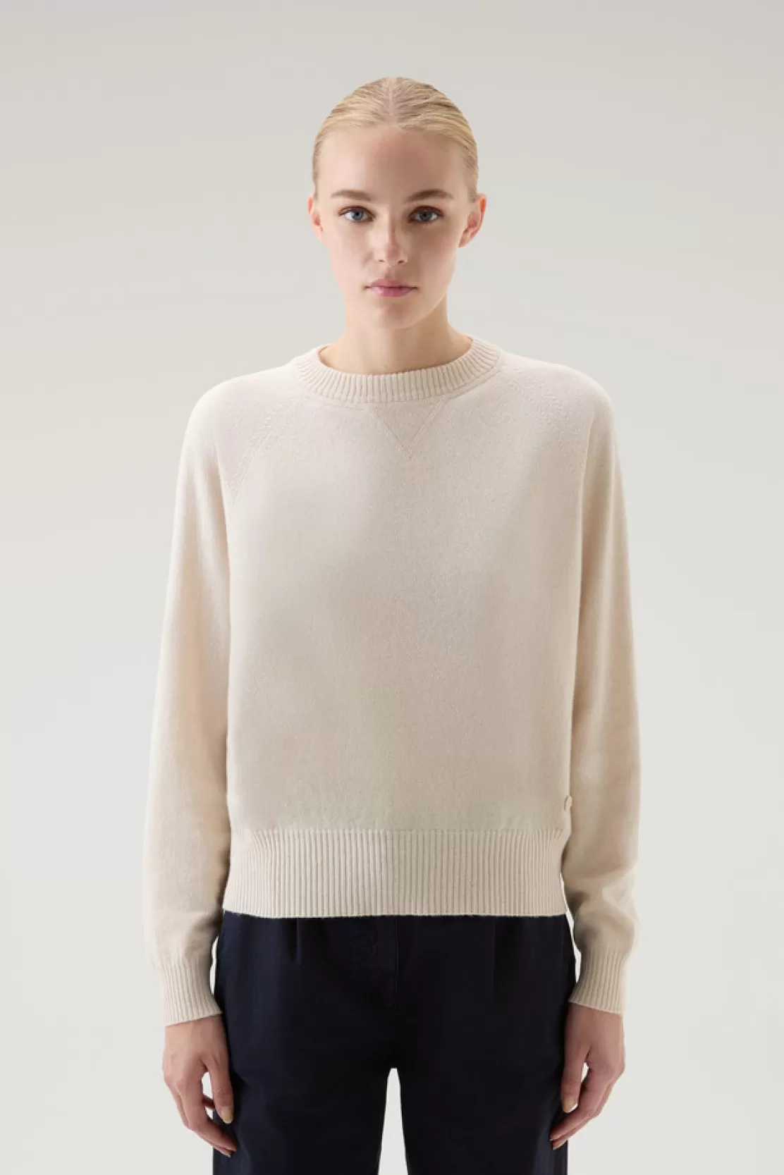 Woolrich Pullover Mit Rundhalsausschnitt Aus Wollmischung Milky Cream Store