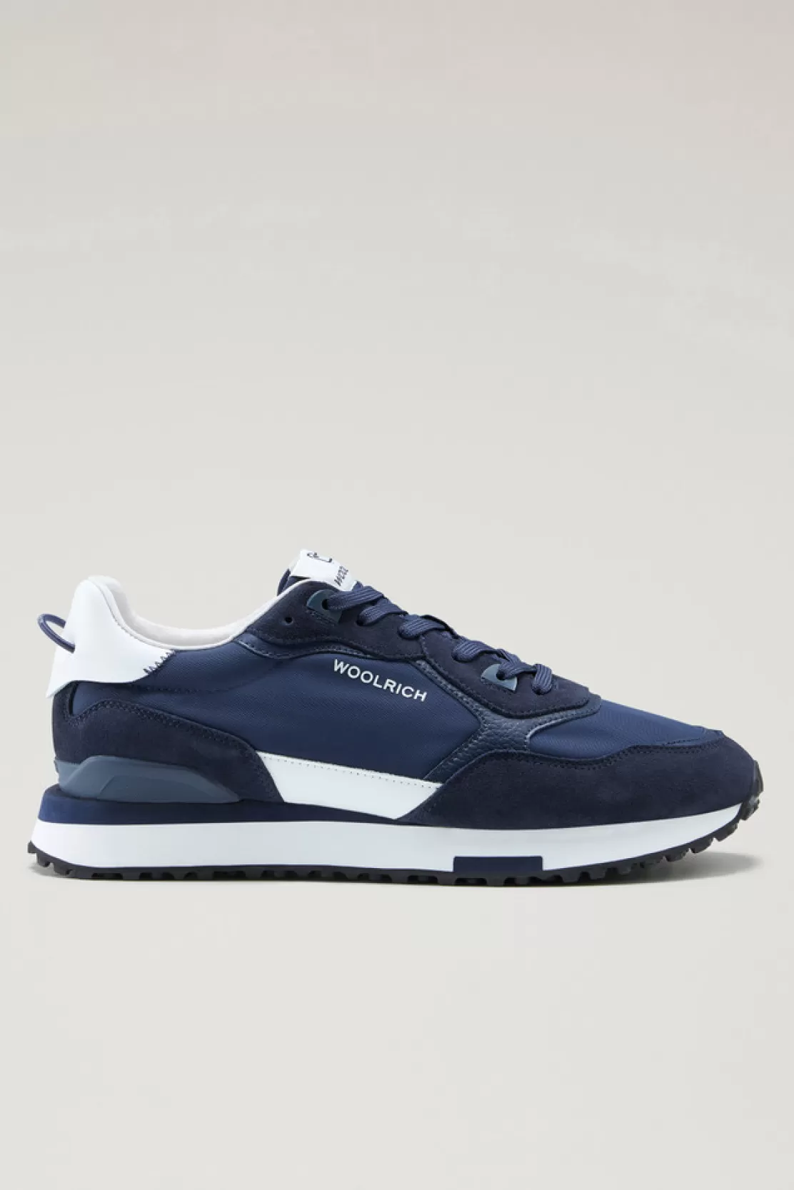 Woolrich Retro-Sneaker Aus Leder Mit Nylon-Details Blue Blue Fashion