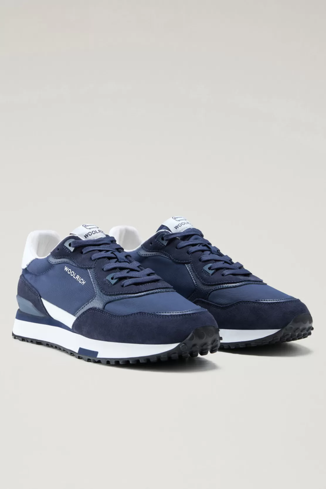 Woolrich Retro-Sneaker Aus Leder Mit Nylon-Details Blue Blue Fashion