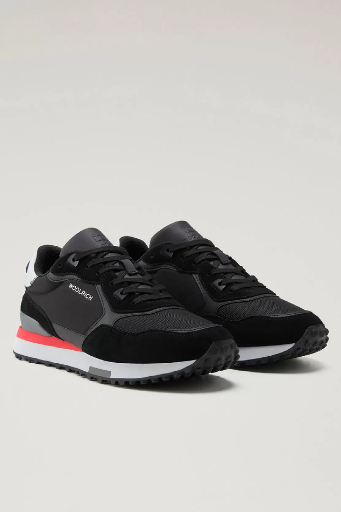 Woolrich Retro-Sneaker Aus Veloursleder Mit Nylon-Details Black Black Shop