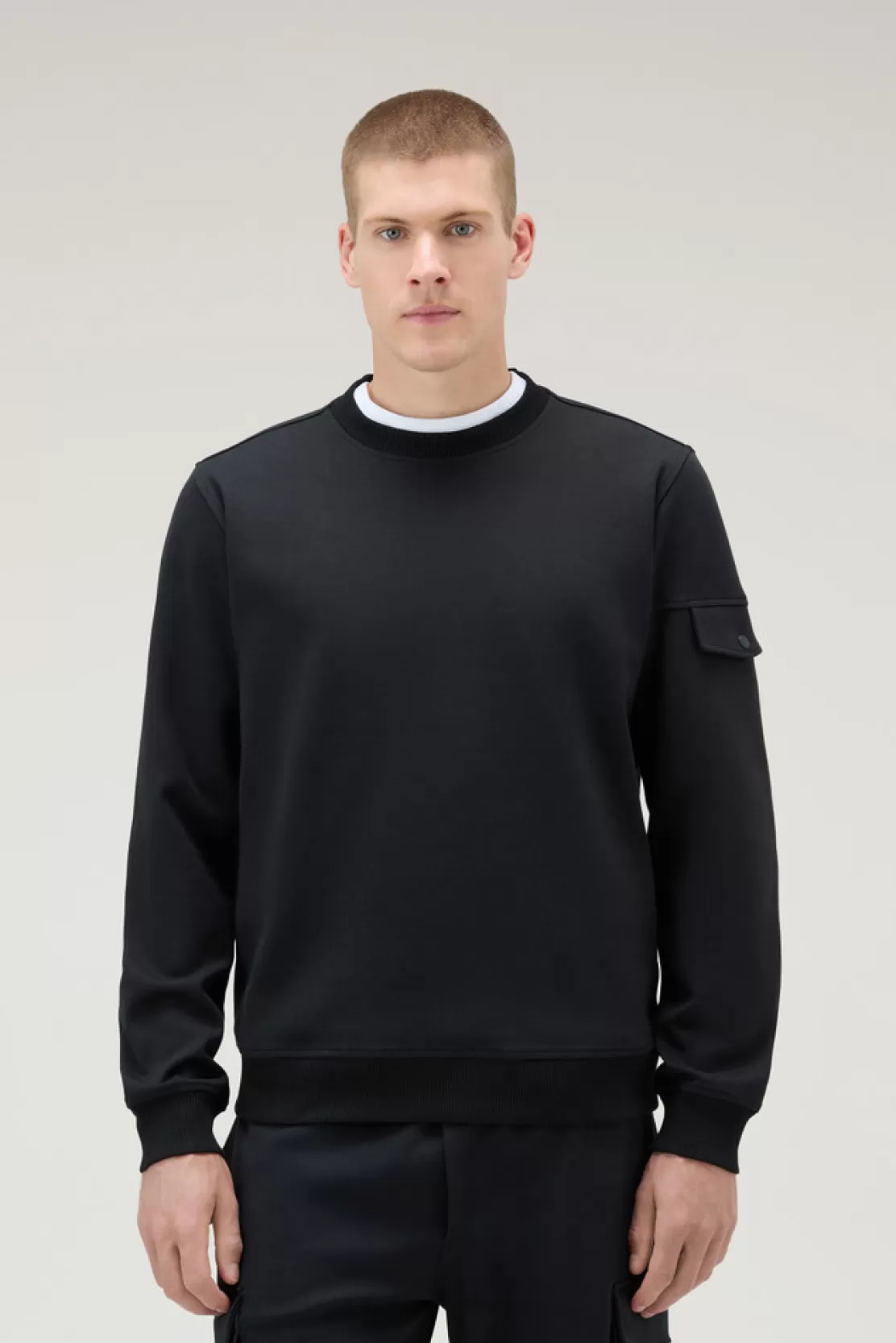 Woolrich Rundhals-Sweatshirt Aus Stretch-Baumwollmischung Black Sale