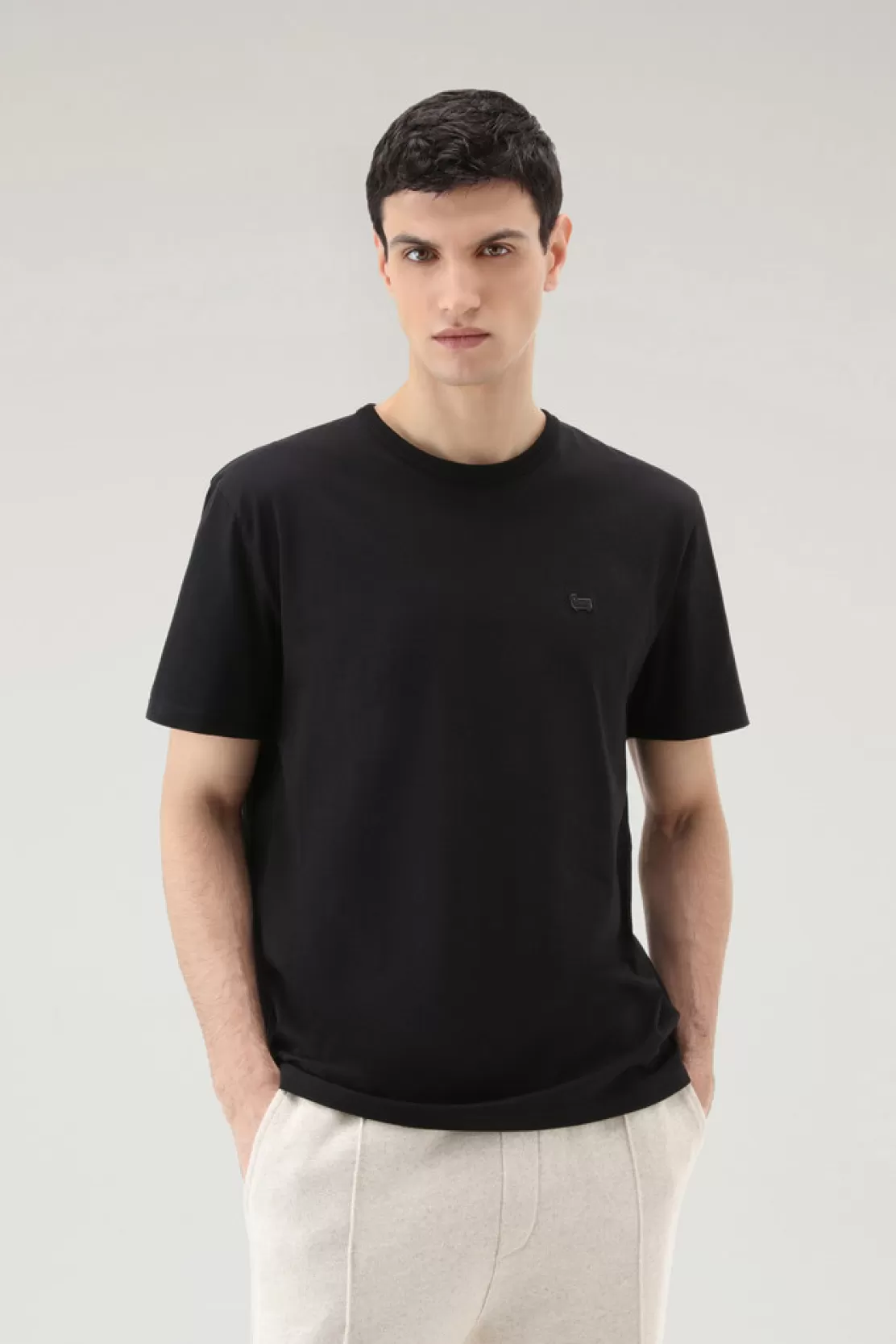 Woolrich Schaf-T-Shirt Aus Reiner Baumwolle Black Flash Sale