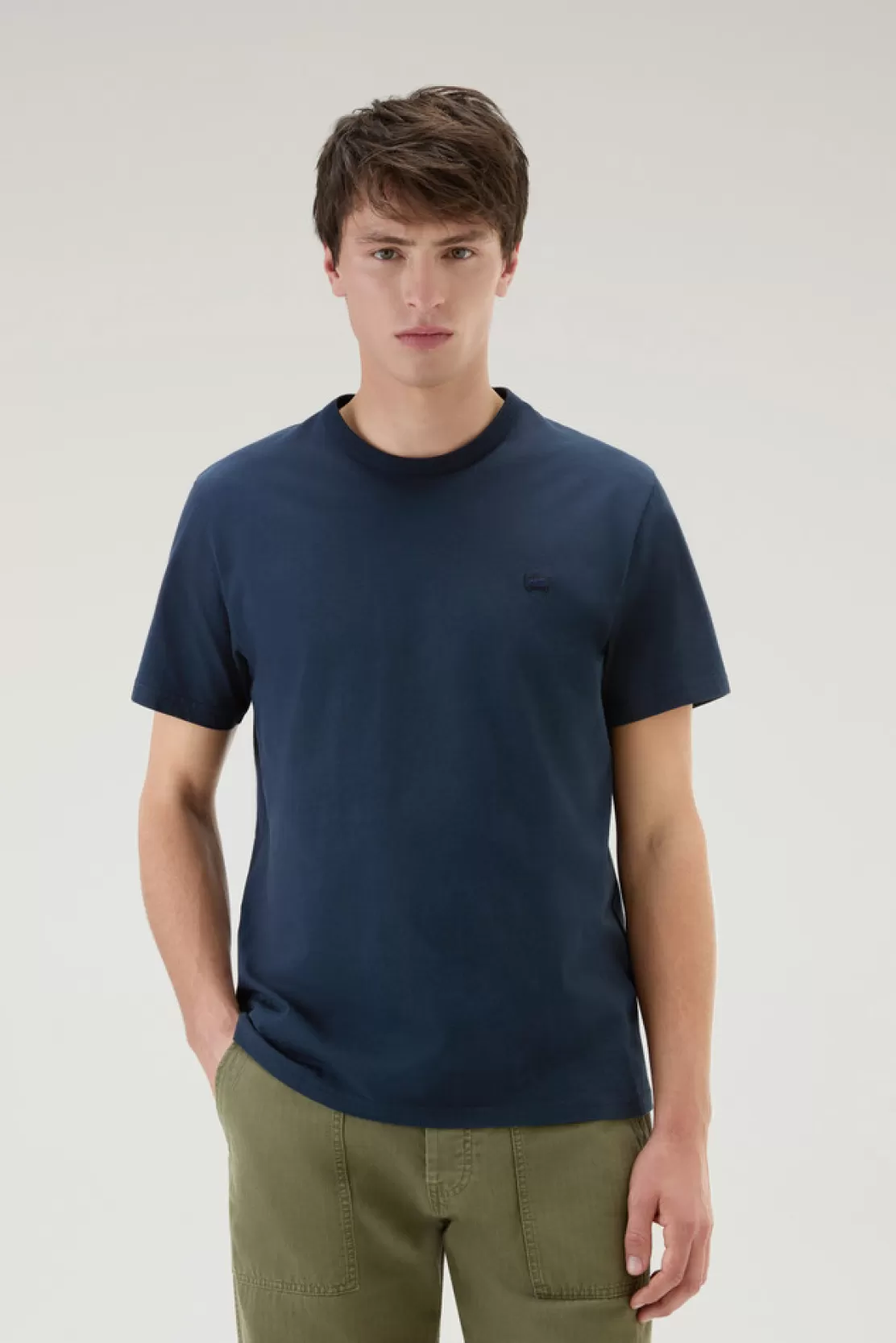 Woolrich Schaf-T-Shirt Aus Reiner Baumwolle Melton Blue Clearance