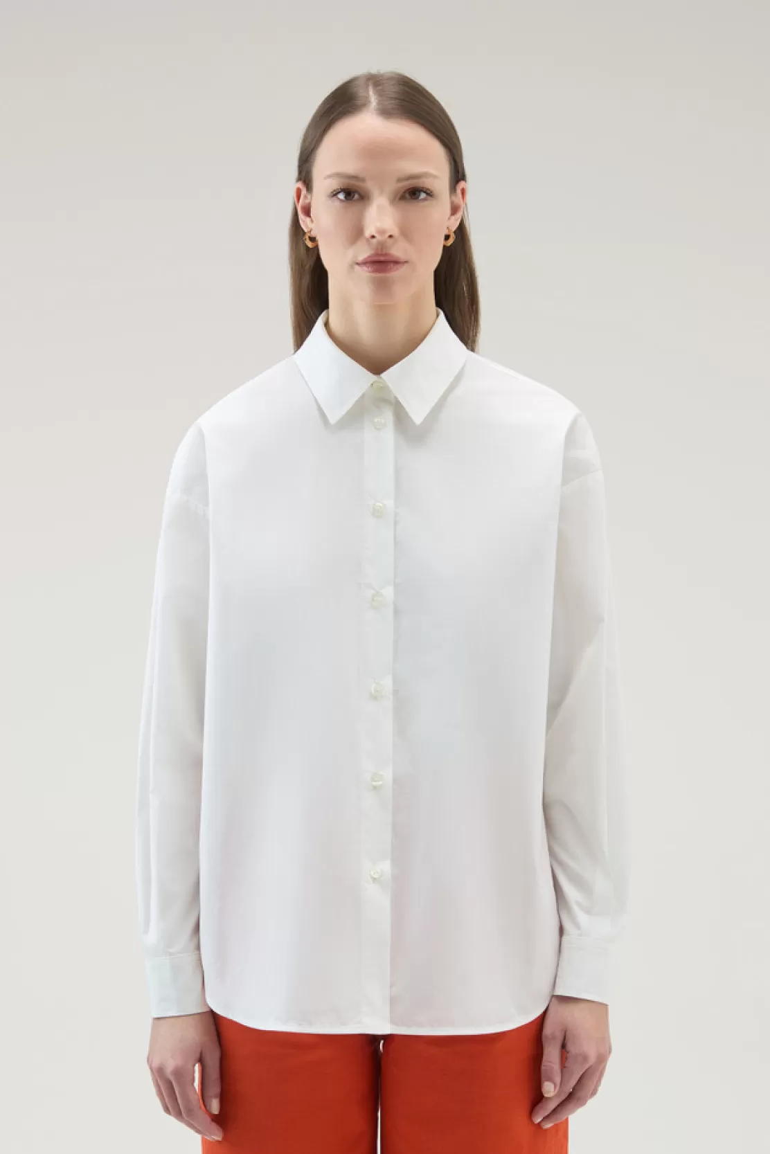 Woolrich Shirt Aus Reinem Baumwoll-Popeline Plaster White Clearance