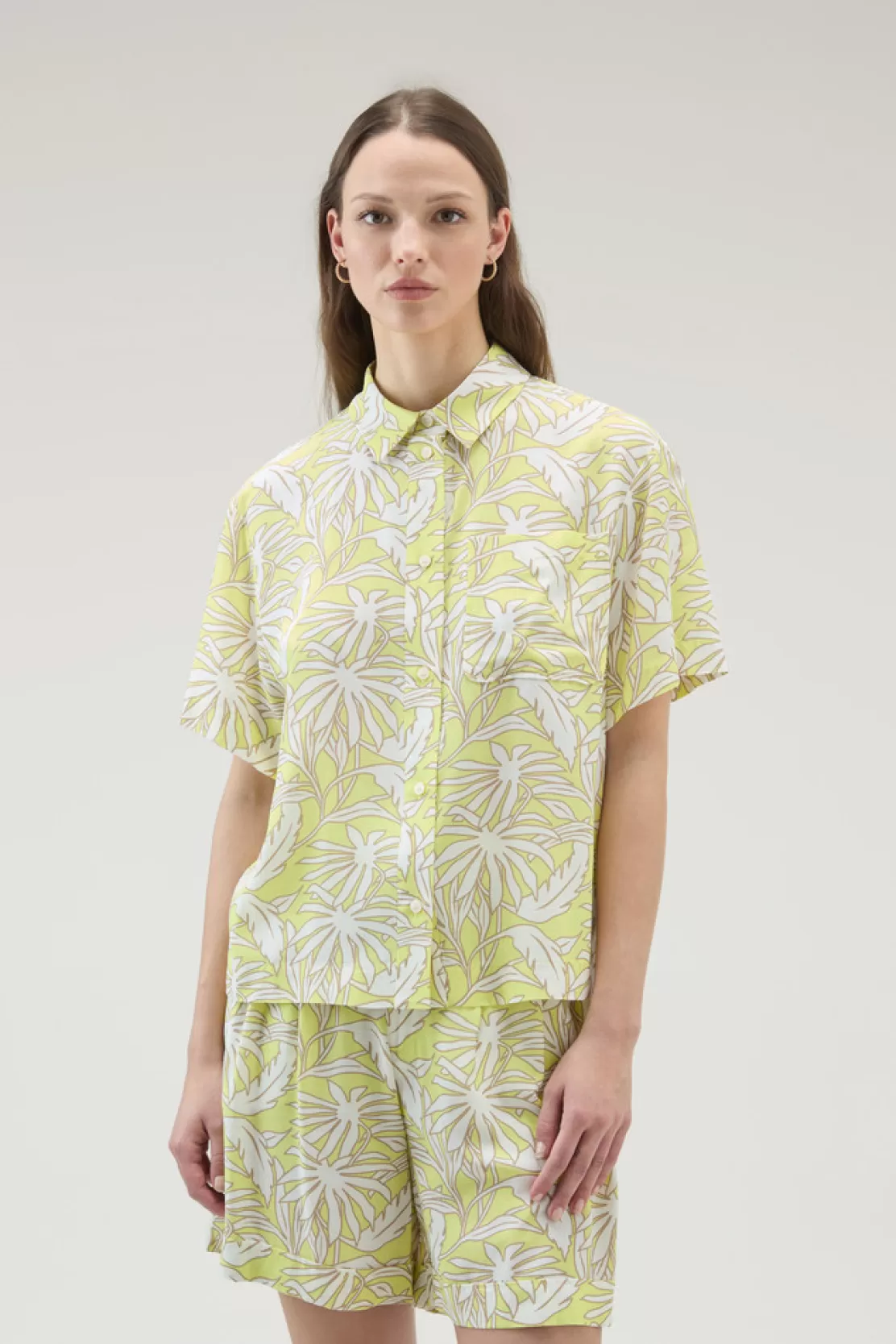 Woolrich Shirt Mit Tropen-Print Sunny Lemon Flower Clearance