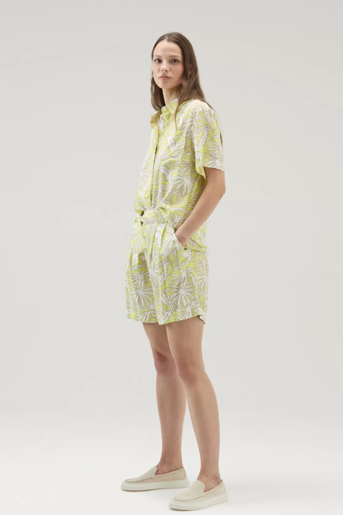 Woolrich Shirt Mit Tropen-Print Sunny Lemon Flower Clearance