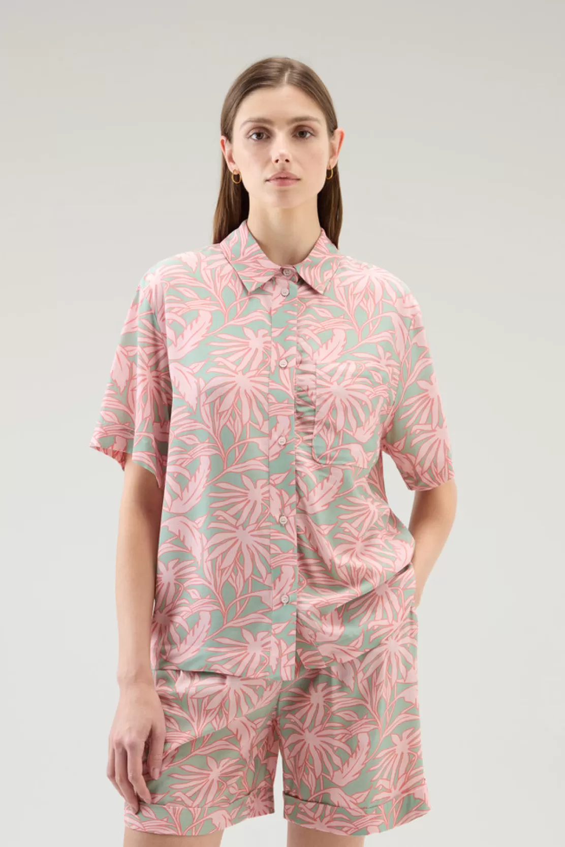 Woolrich Shirt Mit Tropen-Print Coral Sand Flower Clearance