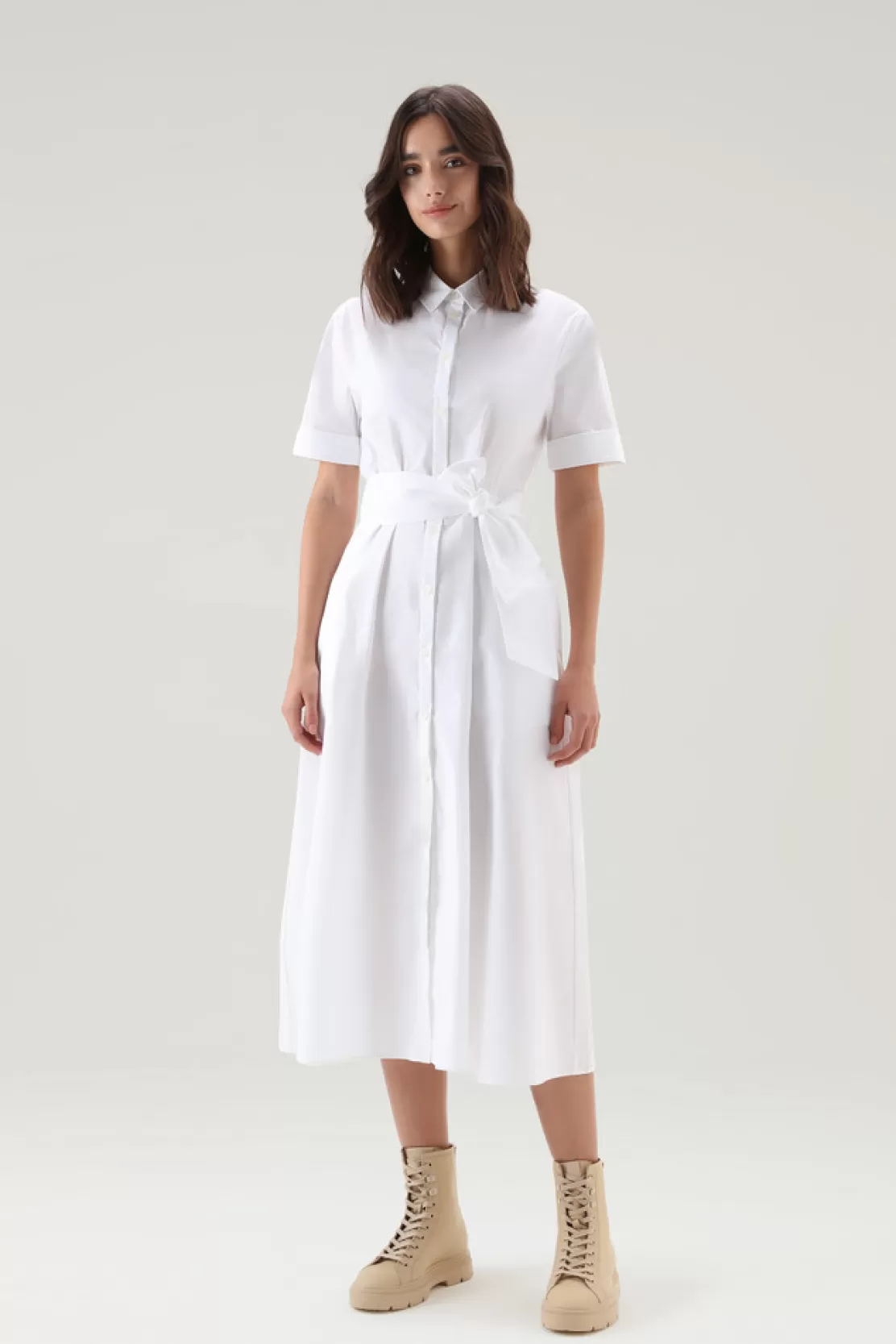 Woolrich Shirtkleid Aus Reiner Baumwollpopeline Bright White Fashion