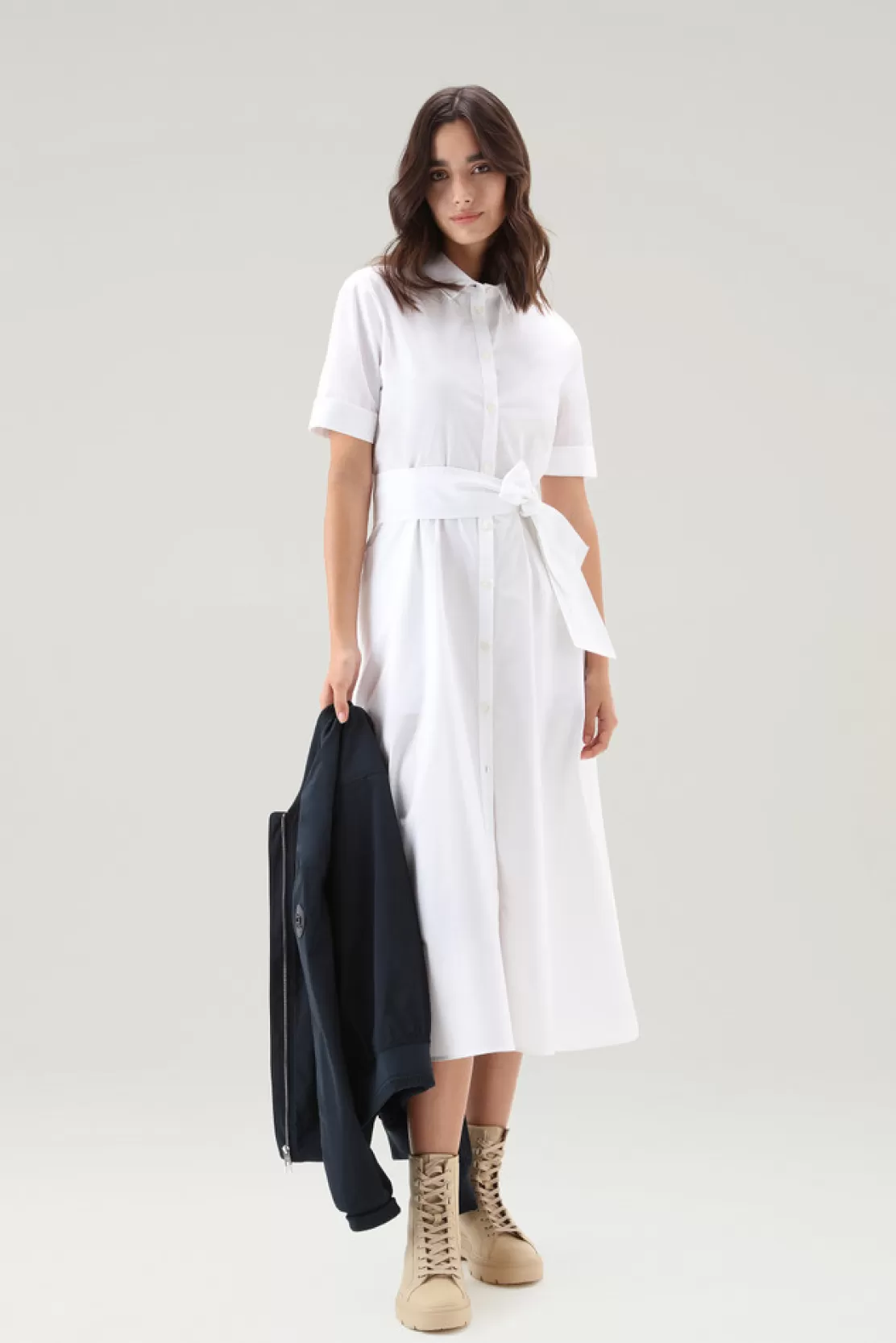 Woolrich Shirtkleid Aus Reiner Baumwollpopeline Bright White Fashion