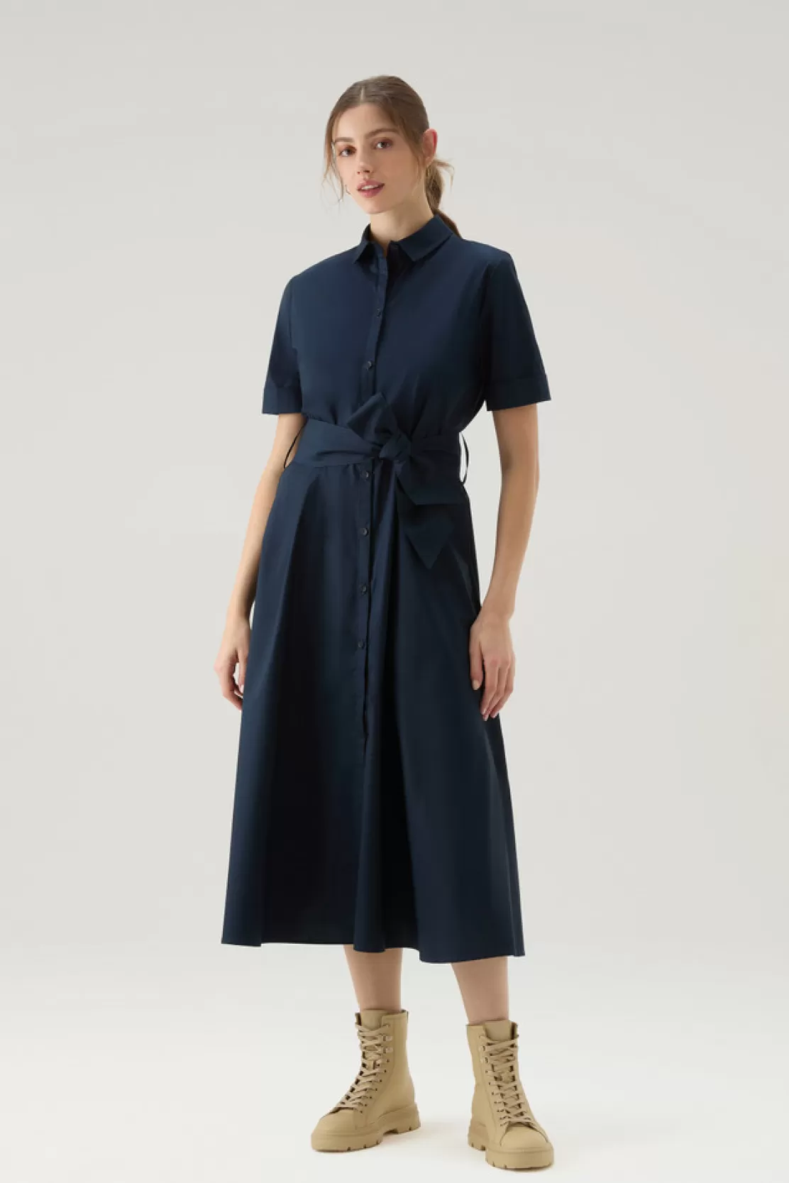 Woolrich Shirtkleid Aus Reiner Baumwollpopeline Melton Blue Hot