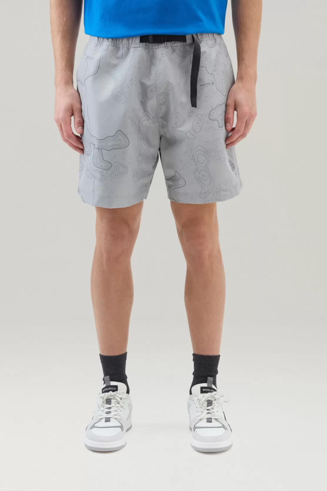 Woolrich Shorts Aus Ripstop-Gewebe Mit Print Grey Trail Map Best