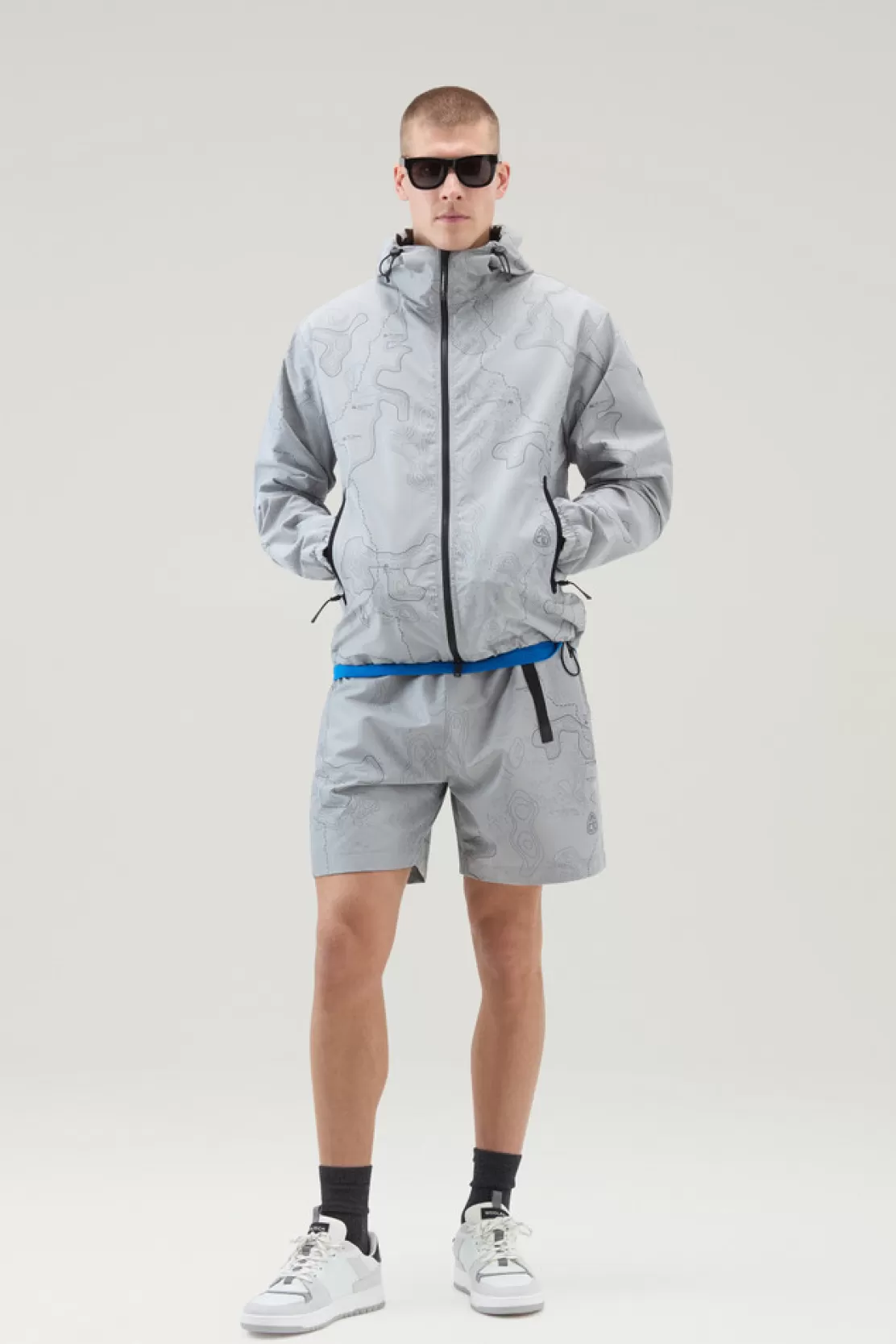 Woolrich Shorts Aus Ripstop-Gewebe Mit Print Grey Trail Map Best