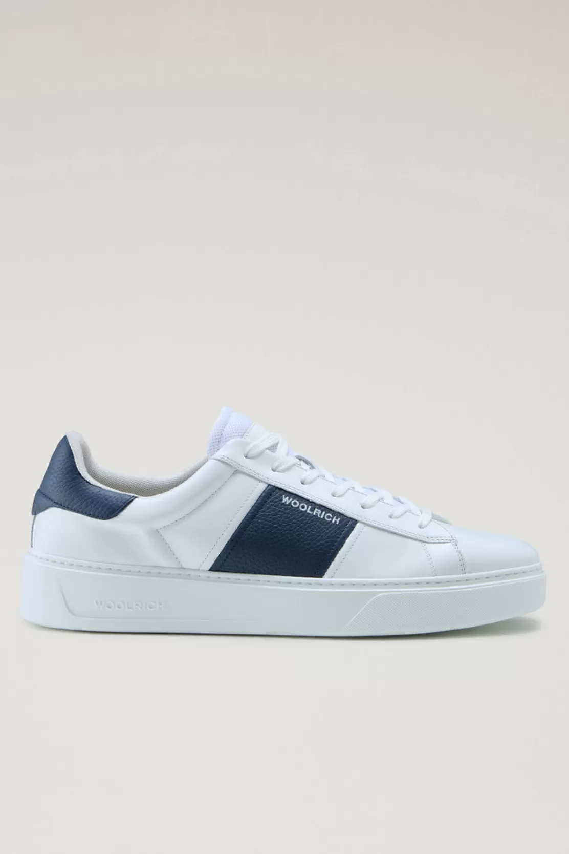 Woolrich Sneaker Classic Court Aus Leder Mit Kontrastierenden Details White Blue Discount