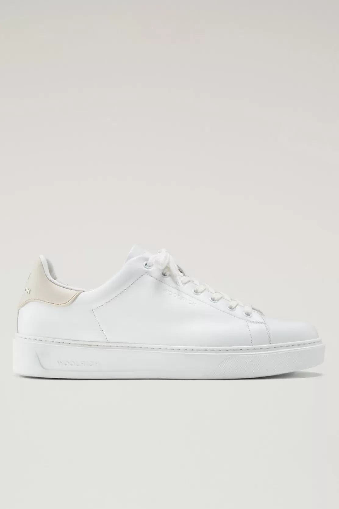 Woolrich Sneakers Classic Court Aus Leder Mit Kontrastierenden Details White Beige Cheap