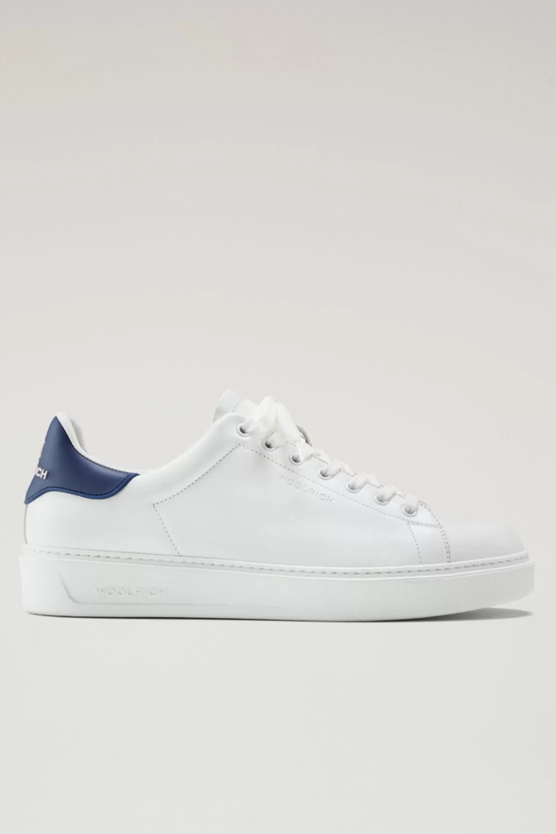 Woolrich Sneakers Classic Court Aus Leder Mit Kontrastierenden Details White Blue Sale