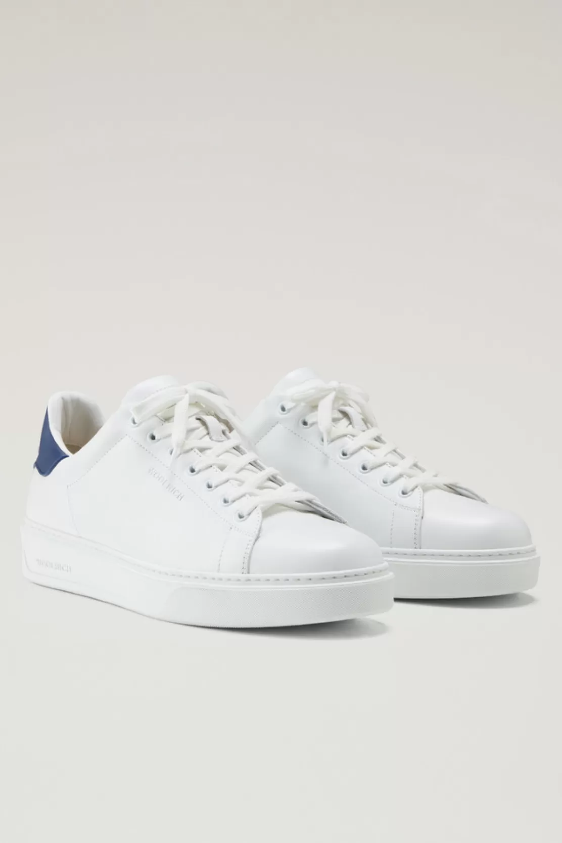 Woolrich Sneakers Classic Court Aus Leder Mit Kontrastierenden Details White Blue Sale