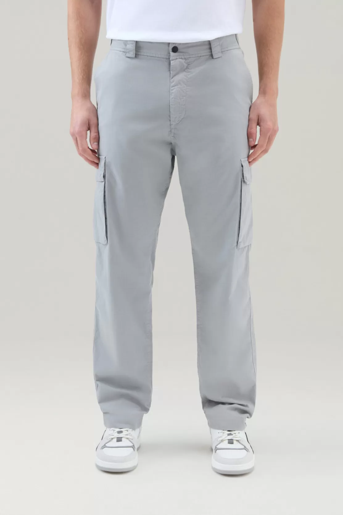 Woolrich Stückgefärbte Cargohose Aus Reinem Baumwoll-Gabardine Mineral Grey Outlet