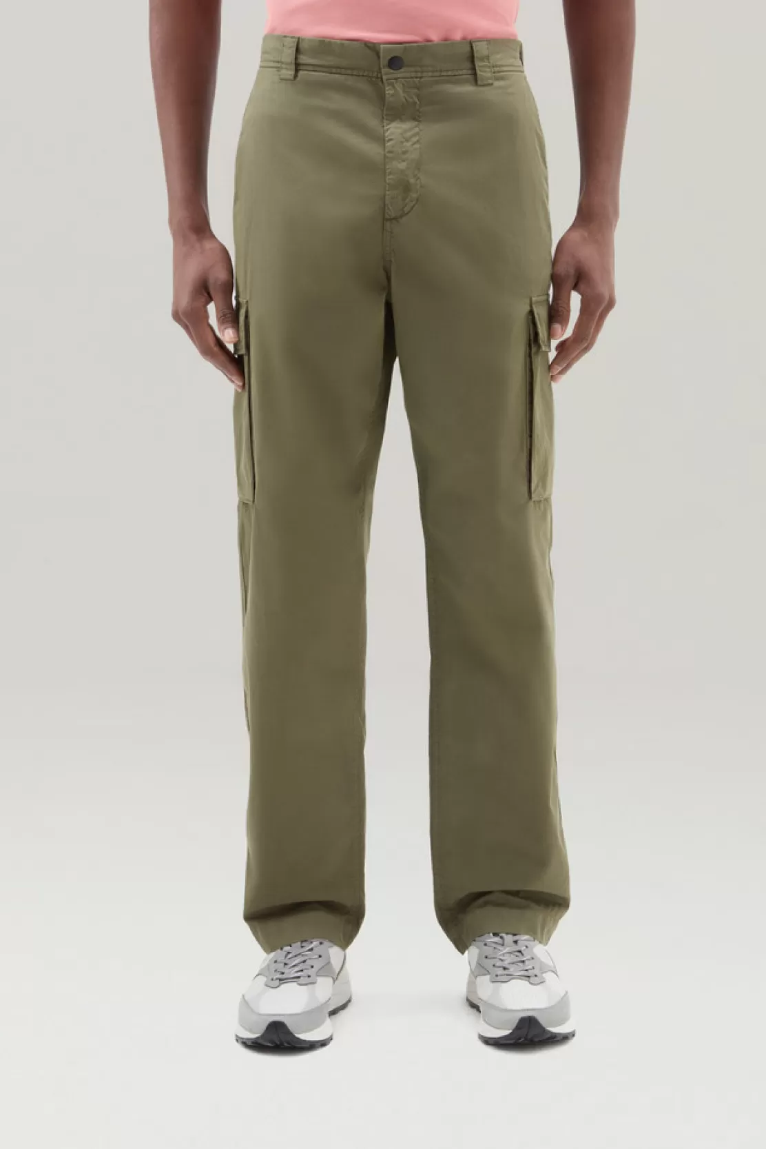 Woolrich Stückgefärbte Cargohose Aus Reinem Baumwoll-Gabardine Lake Olive Best