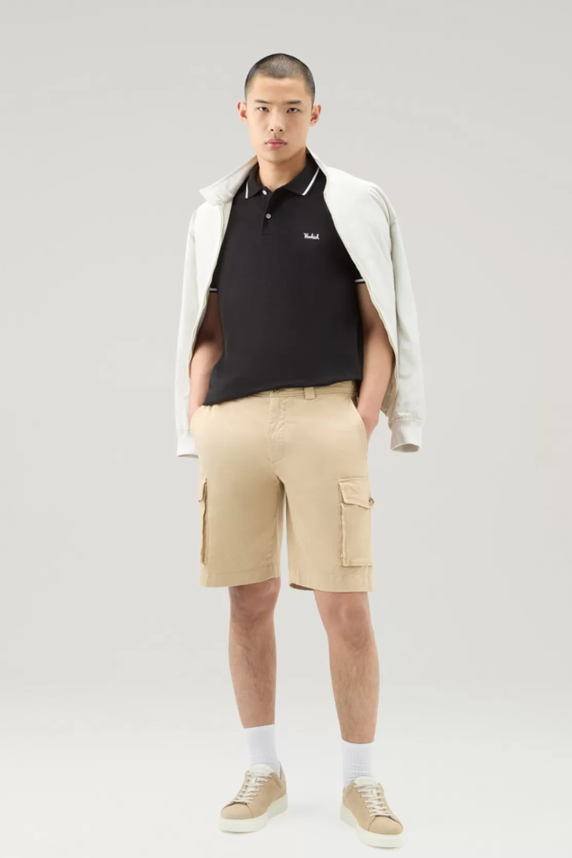 Woolrich Stückgefärbte Cargo-Shorts Aus Stretch-Baumwolle Beach Sand Cheap