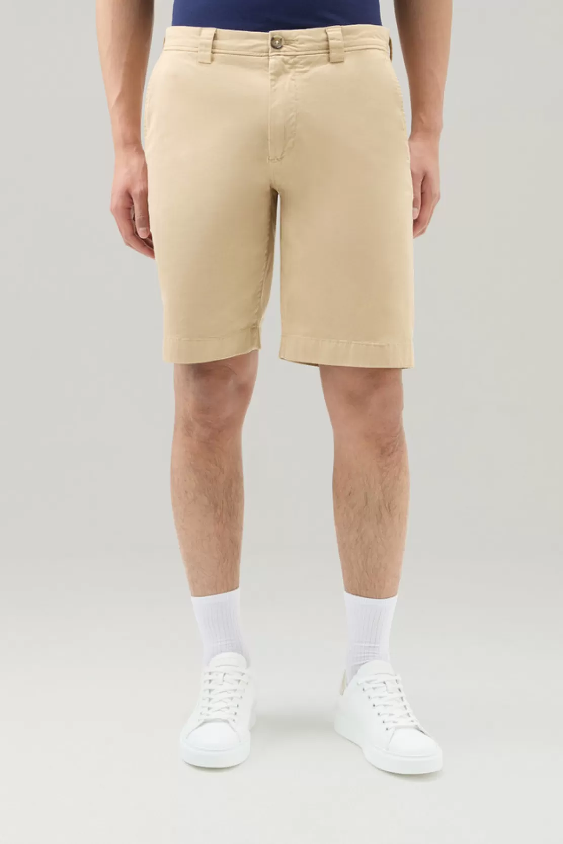 Woolrich Stückgefärbte Chino-Shorts Aus Stretch-Baumwolle Beach Sand Outlet