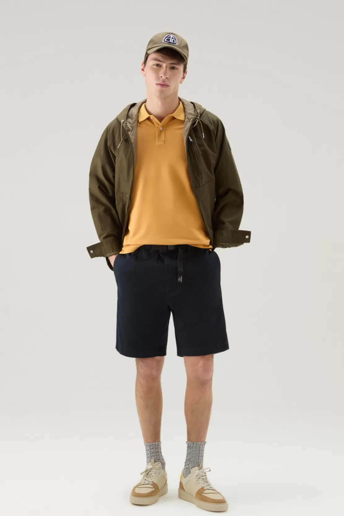 Woolrich Stückgefärbte Chino-Shorts Aus Stretch-Baumwolle Melton Blue Discount