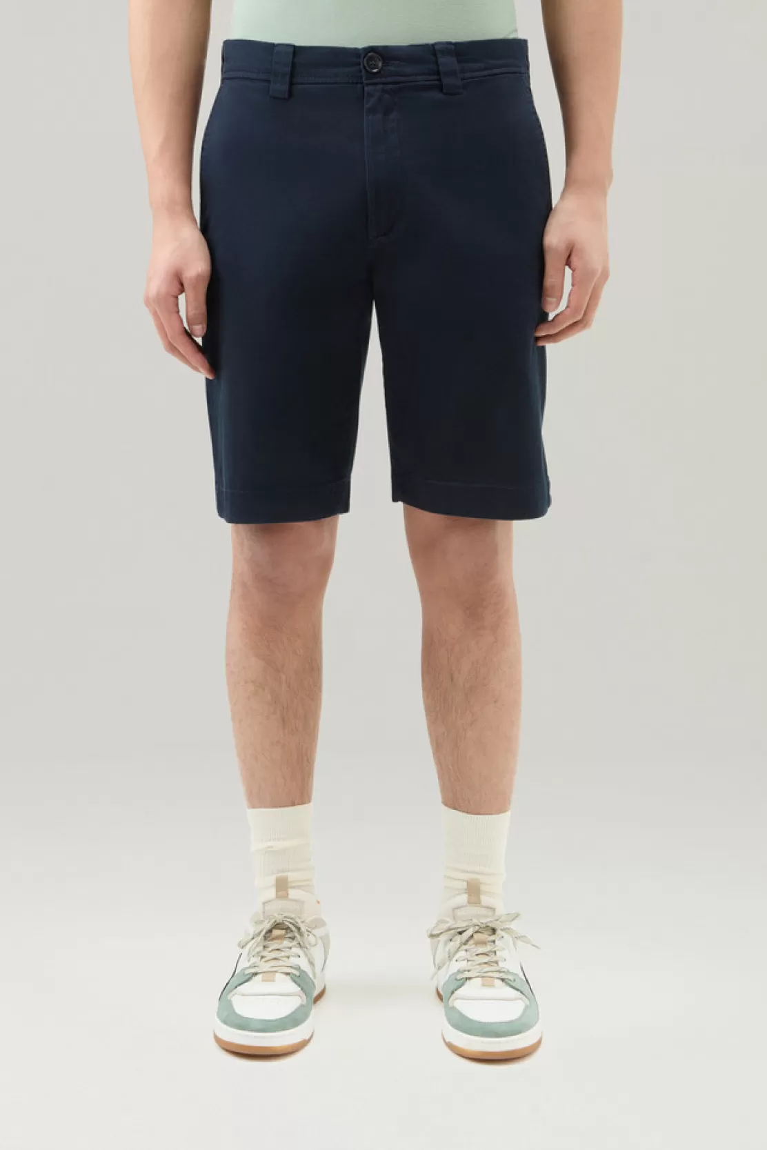 Woolrich Stückgefärbte Chino-Shorts Aus Stretch-Baumwolle Melton Blue Cheap